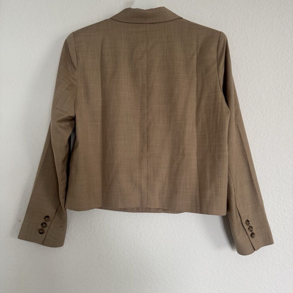 NEW Express Blazer Women's Tan Beige Sz M Cropped Double Breasted Shoulder Pads - Picture 6 of 16